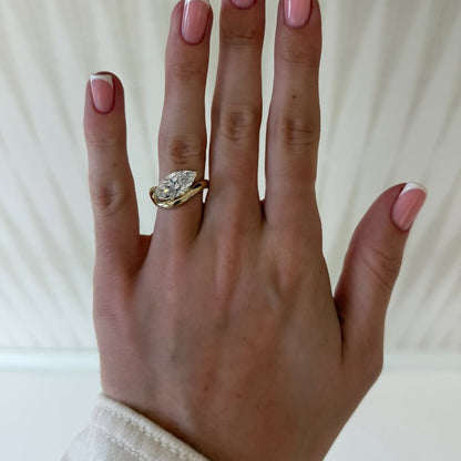 East West Marquise Moissanite Engagement Ring V Prong Solitaire Wedding Ring