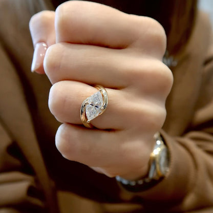 East West Marquise Cut Moissanite Engagement Ring Solid Gold Solitaire Ring Wedding Ring Anniversary Rings For Women Promise Ring