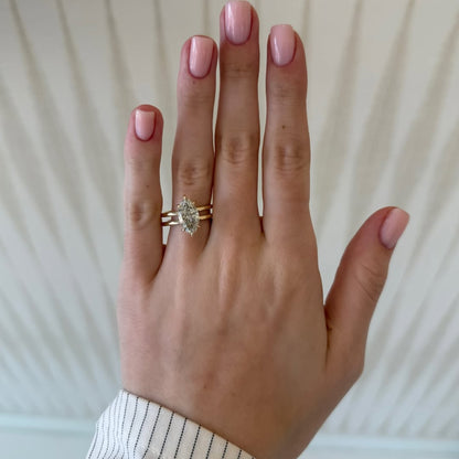 Double Band Marquise Cut Moissanite Engagement Ring Hidden Halo Solid Gold Wedding Ring Solitaire Ring Anniversary Rings For Women