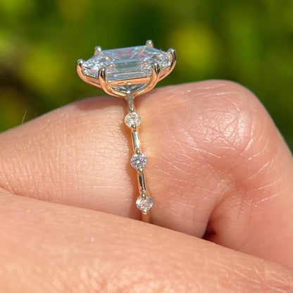 Hexagon Moissanite Engagement Ring Distance Pave Ring Wedding Ring Anniversary Ring For Women Antique Diamond Ring