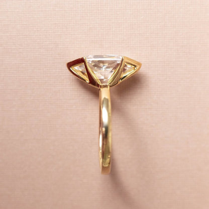 Half Bezel Set  Dutch Marquise Cut Moissanite Engagement Ring Solitaire Ring Wedding Rings For Women Anniversary Ring