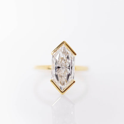 Half Bezel Set  Dutch Marquise Cut Moissanite Engagement Ring Solitaire Ring Wedding Rings For Women Anniversary Ring