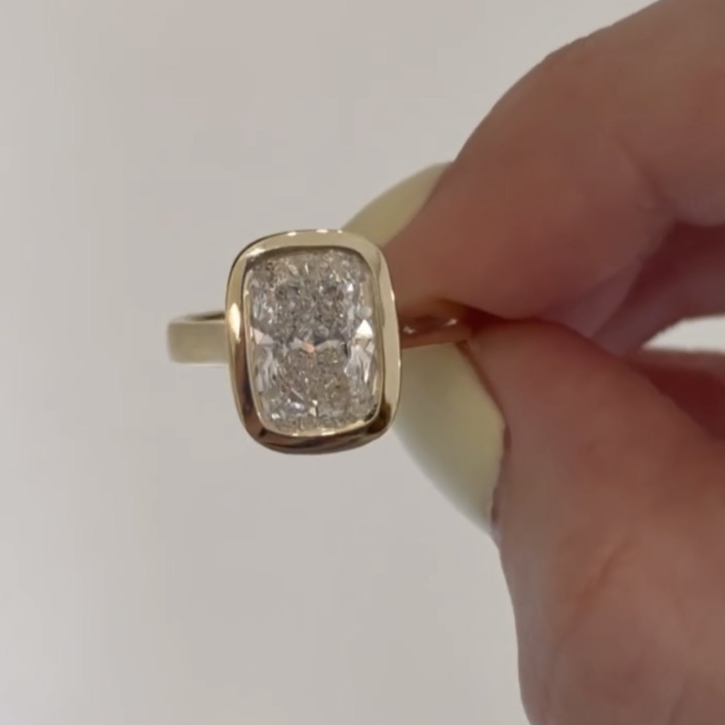 bezel set elongated cushion cut moissanite engagement cushion ring solid gold solitaire wedding ring anniversary ring for women