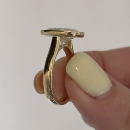 Bezel Set Elongated Cushion Cut Moissanite Engagement Cushion Ring Solid Gold Solitaire Wedding Ring Anniversary Ring For Women