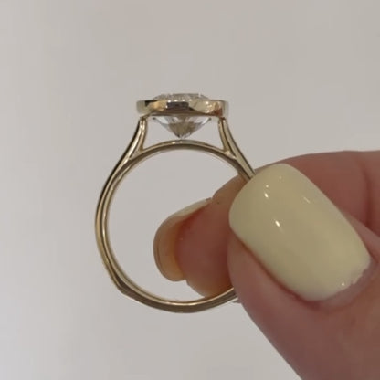 Bezel Set Elongated Cushion Cut Moissanite Engagement Cushion Ring Solid Gold Solitaire Wedding Ring Anniversary Ring For Women