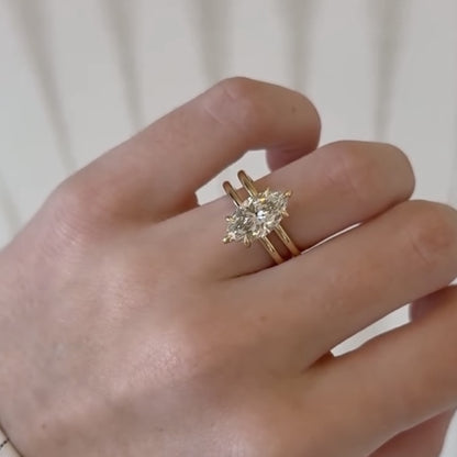 Double Band Marquise Cut Moissanite Engagement Ring Hidden Halo Solid Gold Wedding Ring Solitaire Ring Anniversary Rings For Women