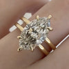 Double Band Marquise Cut Moissanite Engagement Ring Hidden Halo Solid Gold Wedding Ring Solitaire Ring Anniversary Rings For Women