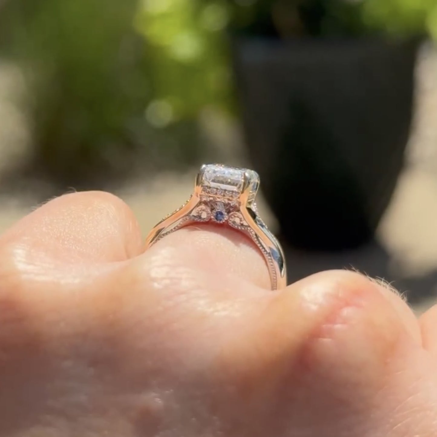 emerald cut lab grown engagement ring split shank hidden halo ring  wedding ring anniversary ring for women gift for her