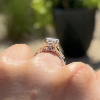 Emerald Cut Lab Grown Engagement Ring Split Shank Hidden Halo Ring  Wedding Ring Anniversary Ring For Women Gift For Her