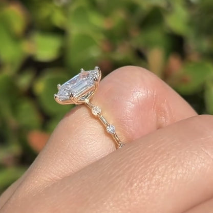 Hexagon Moissanite Engagement Ring Distance Pave Ring Wedding Ring Anniversary Ring For Women Antique Diamond Ring