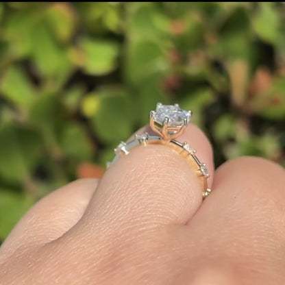 Hexagon Moissanite Engagement Ring Distance Pave Ring Wedding Ring Anniversary Ring For Women Antique Diamond Ring