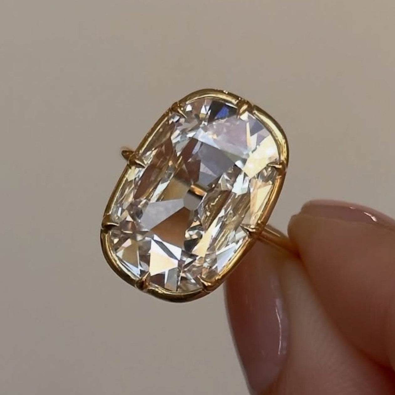 old mine elongated cushion moissanite diamond ring vintage style engagement ring solid gold solitaire ring