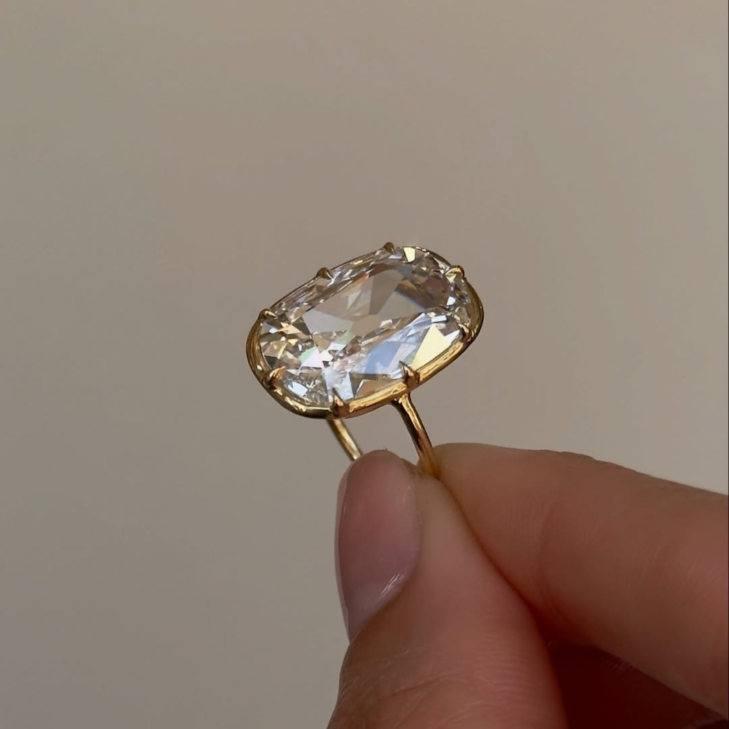 old mine elongated cushion moissanite diamond ring vintage style engagement ring solid gold solitaire ring