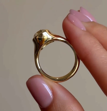 Bezel Set Old Mine  Elongated Cushion Lab Diamond Ring Lab Engagement Rings Wedding Ring  Antique Diamond Ring