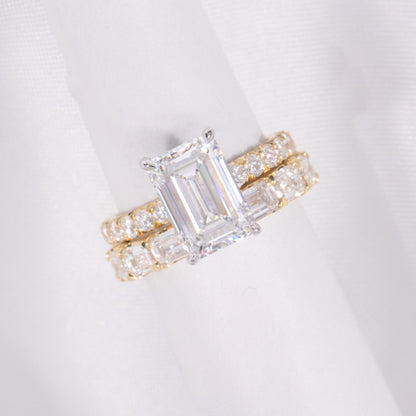 Emerald Cut Lab Grown Engagement Ring Set  Bridal Set Wedding Ring With Matching Band Anniversary Ring Set Promise Ring Set