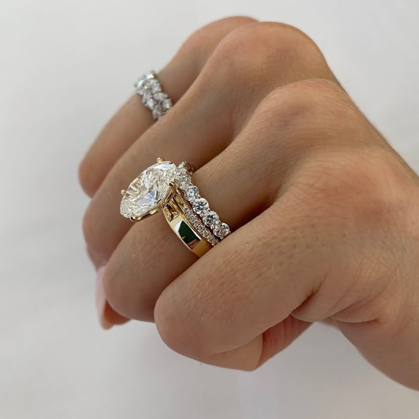 oval cut lab grown engagement ring set solitaire ring with two matching band set bridal set wedding ring set anniversary set