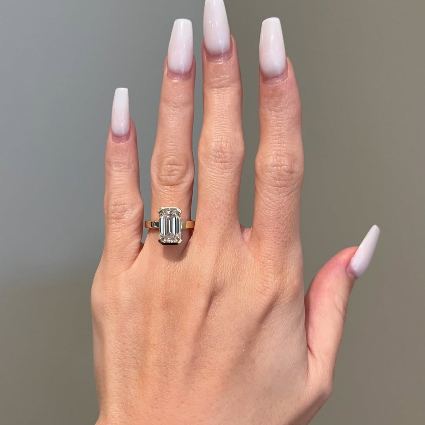 half bezel set emerald cut moissanite engagement rings wedding rings for women anniversary ring solitaire promise ring