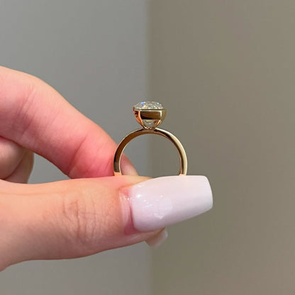 Half Bezel Set Emerald Cut Moissanite Engagement Rings Wedding Rings For Women Anniversary Ring Solitaire Promise Ring