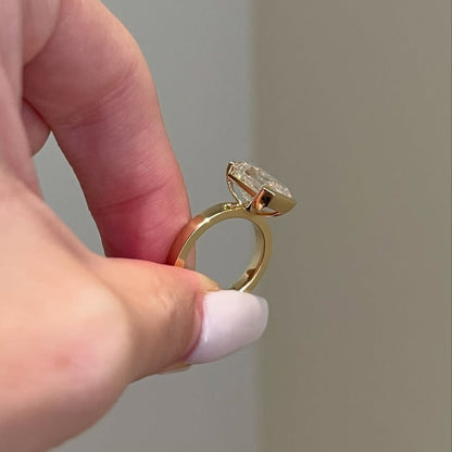 Half Bezel Set Emerald Cut Moissanite Engagement Rings Wedding Rings For Women Anniversary Ring Solitaire Promise Ring