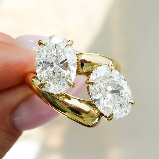 4.00 TCW Toi Et Moi Oval Cut Moissanite Engagement Ring East West Two Stone Ring  You And Me Ring Wedding Ring Anniversary Ring For Her