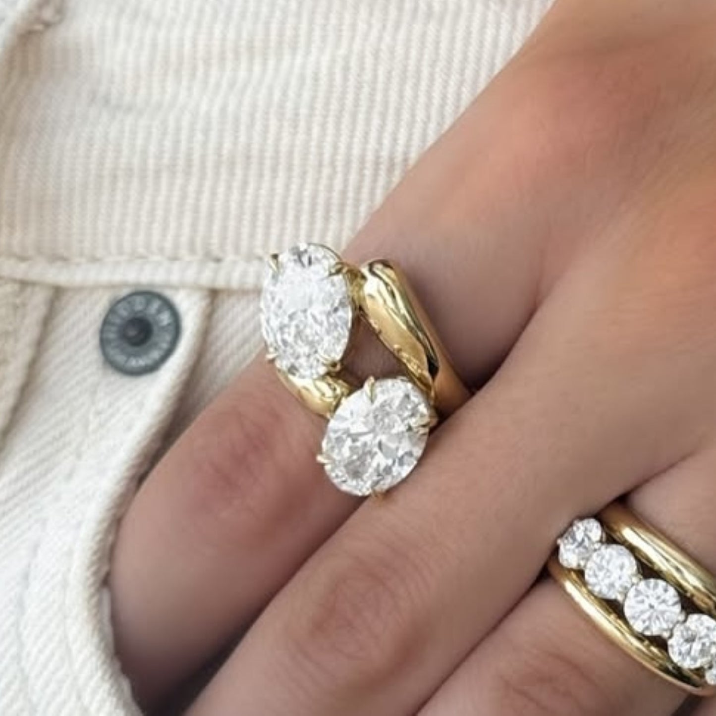 4.00 tcw toi et moi oval cut moissanite engagement ring east west two stone ring  you and me ring wedding ring anniversary ring for her