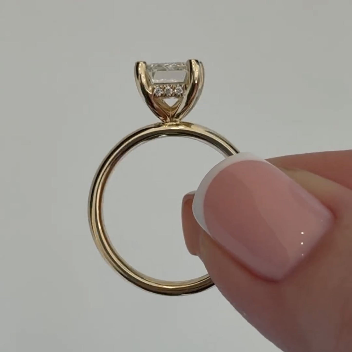 emerald cut lab grown engagement ring hidden halo solitaire ring wedding ring anniversary ring for women promise ring