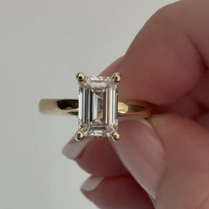 Emerald Cut Moissanite Engagement Ring Hidden Halo Solitaire Ring Wedding Ring Anniversary Ring For Women Promise Ring