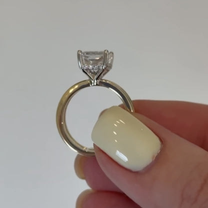 Double Band  Radiant Cut Moissanite Engagement Ring Hidden Halo Solitaire Ring Wedding Rings For Women Anniversary Ring