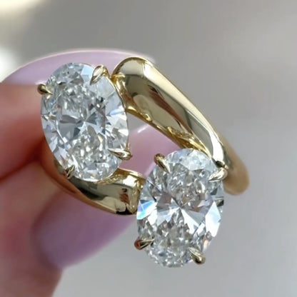 4.00 TCW Toi Et Moi Oval Cut Moissanite Engagement Ring East West Two Stone Ring  You And Me Ring Wedding Ring Anniversary Ring For Her