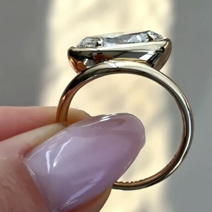 Bezel Set  Marquise Cut Engagement Ring East West Marquise Moissanite Ring  Wedding Ring Horizontal Ring Anniversary Ring