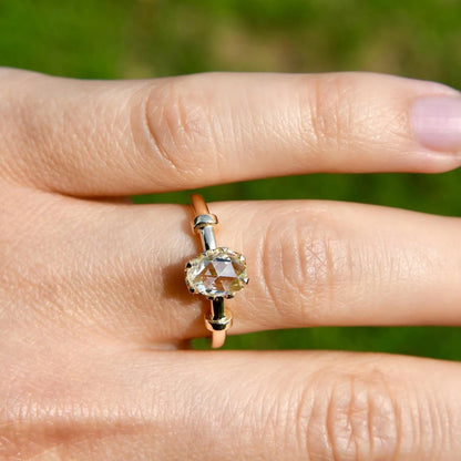Oval Rose Cut Lab Grown Engagement Ring Solitaire Wedding Ring