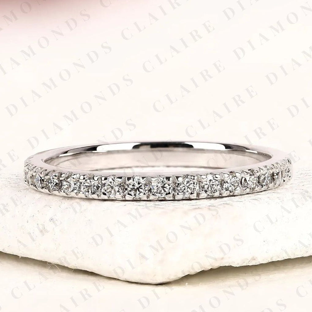 0.30 tcw timeless round brilliant lab grown diamond eternity wedding band with delicate pavé set sparkling accents