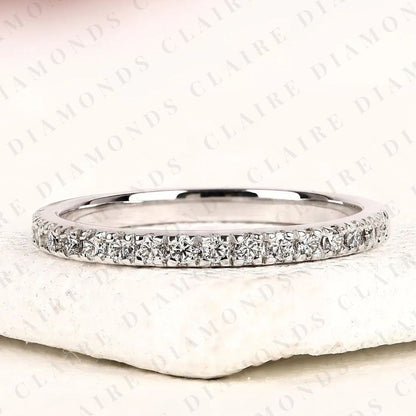 0.30 TCW Timeless Round Brilliant Lab Grown Diamond Eternity Wedding Band with Delicate Pavé Set Sparkling Accents