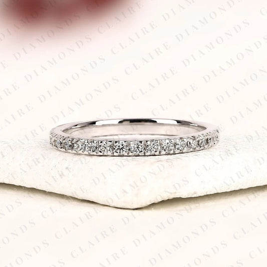 0.30 TCW Timeless Round Brilliant Lab Grown Diamond Eternity Wedding Band with Delicate Pavé Set Sparkling Accents