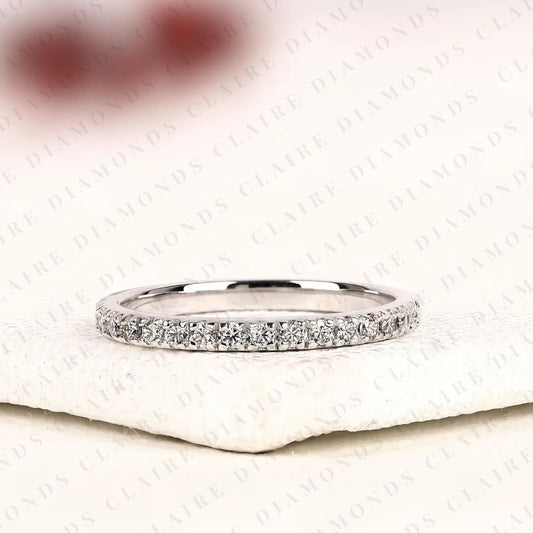 0.30 TCW Timeless Round Brilliant Moissanite Diamond Eternity Wedding Band with Delicate Pavé Set Sparkling Accents