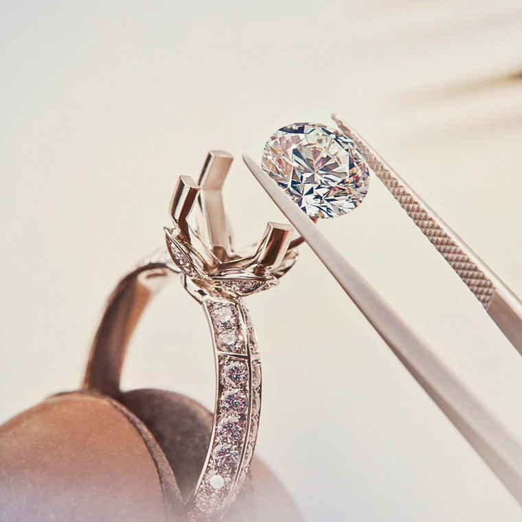 Diamond being set by hand
