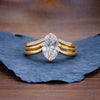 Oval Lab Grown Diamond Ring Set with Curved Pavé Gold Bands, Luxury Bridal Engagement & Wedding Ring Set, Modern Statement Oval Cut Design