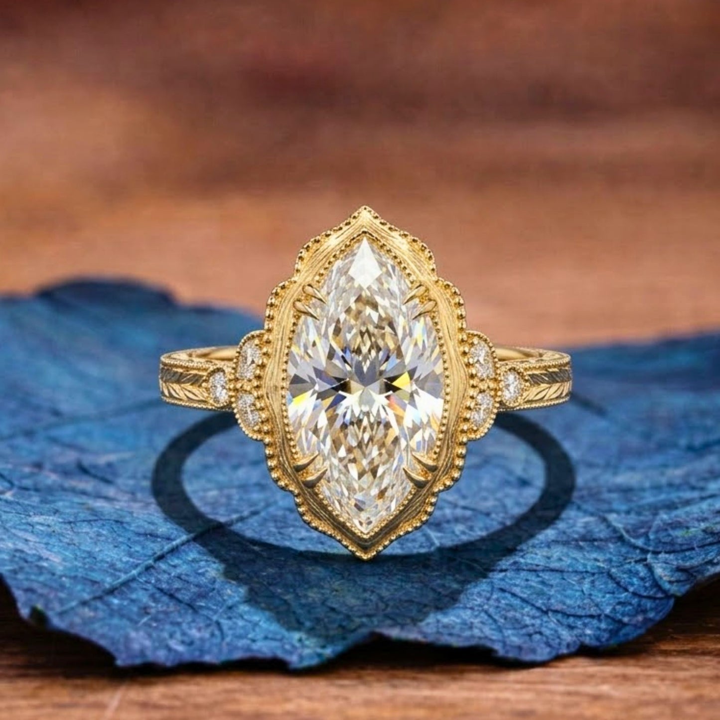 bezel set  marquise cut lab grown engagement art deco  vintage wedding ring nature inspired ring anniversary rings for women