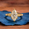 Marquise Cut Moissanite Art Deco Engagement Ring Hidden Halo Gold Wedding Ring Anniversary Rings For Women Nature Inspired Ring