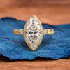 Marquise Cut Lab Grown Diamond Ring Unique Tulip Set Twisted Band Ring