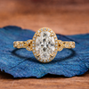 Oval Cut Lab Grown Diamond Ring Halo Set Twisted Band Ring