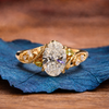 Vintage Oval Engagement Ring Oval Art Deco Lab Grown Ring Solid Gold Nature Inspired Ring Wedding Rings For Women Anniversary Ring