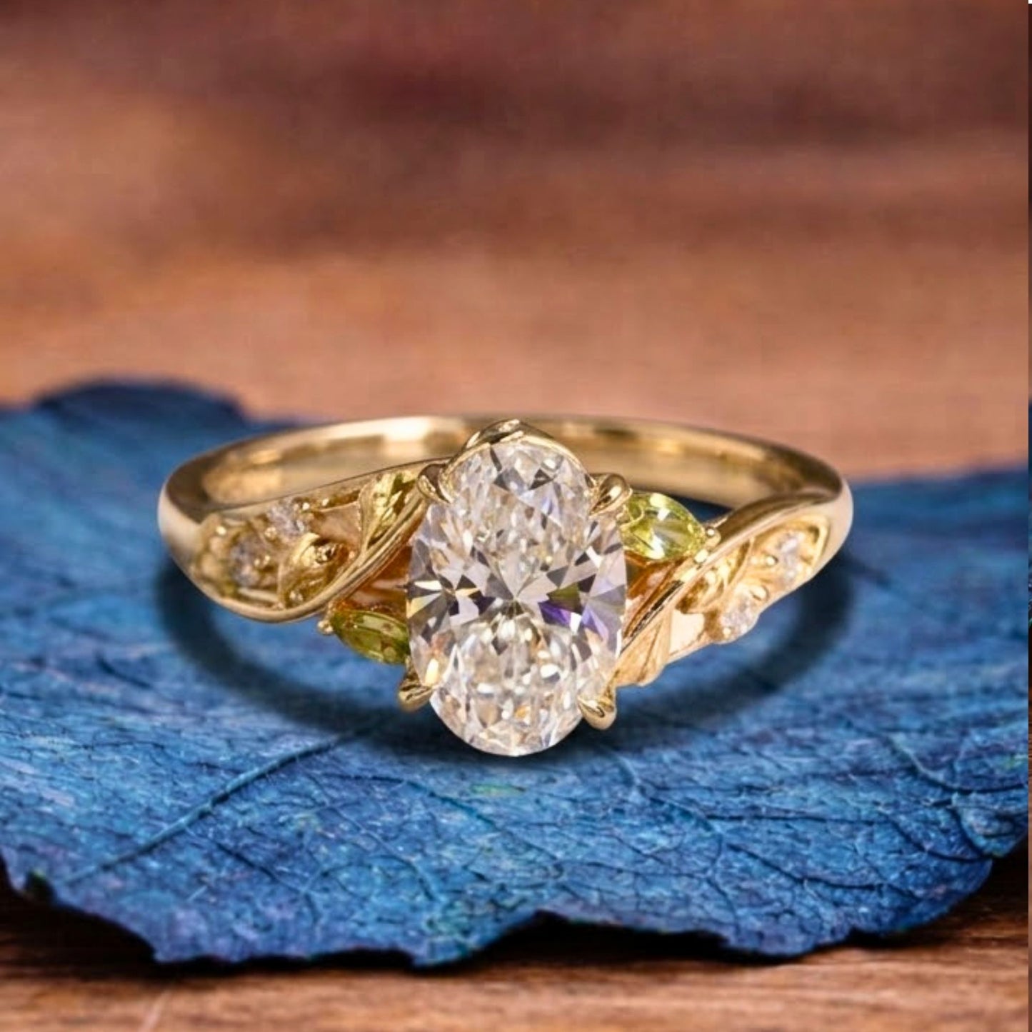 vintage oval engagement ring oval art deco lab grown ring solid gold nature inspired ring wedding rings for women anniversary ring