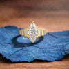 Marquise Moissanite Engagement Ring Bezel Set Baguette Gold Wedding Ring