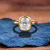 Bezel Set Elongated Cushion Cut Lab Grown Engagement Cushion Ring Solid Gold Solitaire Wedding Ring Anniversary Ring For Women