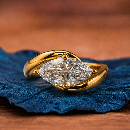 East West Marquise Cut Moissanite Engagement Ring Solid Gold Solitaire Ring Wedding Ring Anniversary Rings For Women Promise Ring