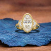 Bezel Set Elongated Oval Cut Engagement Ring Three Stone  Oval Moissanite Ring  Past Present Future Ring Wedding Rings For Her