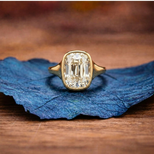 Bezel Set Old Mine Elongated Cushion Lab Grown Engagement Rings Wedding Ring Antique Diamond Ring