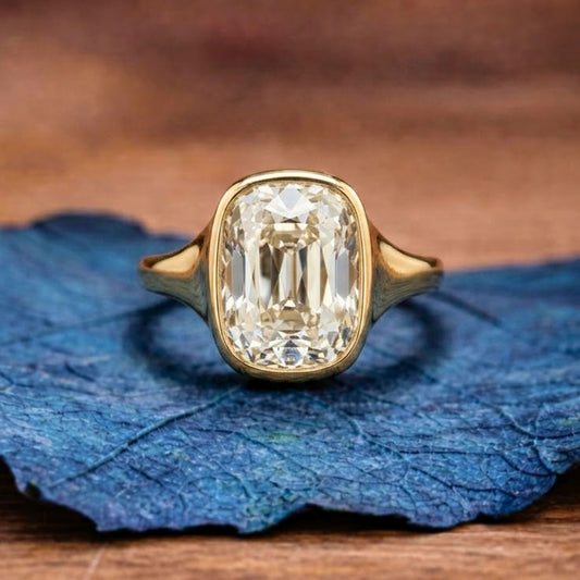 Bezel Set Old Mine Elongated Cushion Lab Grown Engagement Rings Wedding Ring Antique Diamond Ring