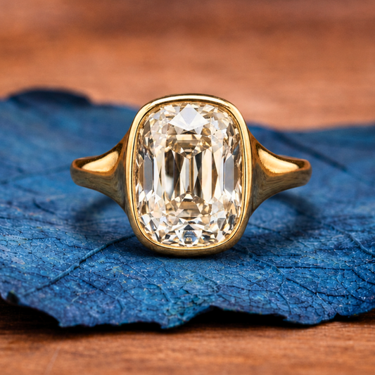 Bezel Set Old Mine Elongated Cushion Lab Grown Engagement Rings Wedding Ring Antique Diamond Ring
